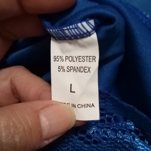 56. Blue dress long sleeve with lace top - Picture 4 of 4